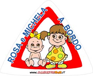 Coppia femmine 0-2 e 3-5 anni adesivo - Bimbo a bordo personalizzato