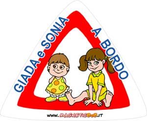 Coppia femmina 3-5 anni adesivo - Bimbo a bordo personalizzato