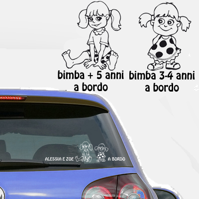 Prespaziato adesivo 2 bimbi per interno - Bimbo a bordo personalizzato