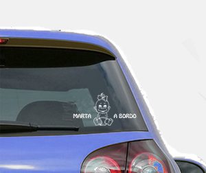 Sticker strass per auto: bimbo a bordo